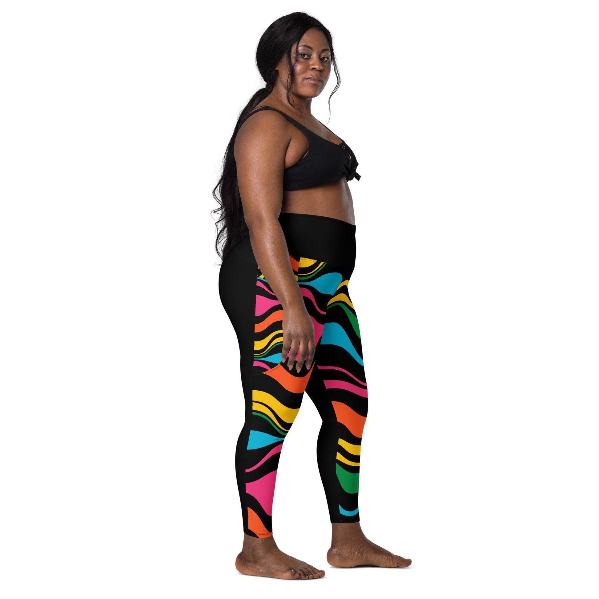 ENERGY WAVES rainbow black - Leggings With Pockets | SHALMIAK