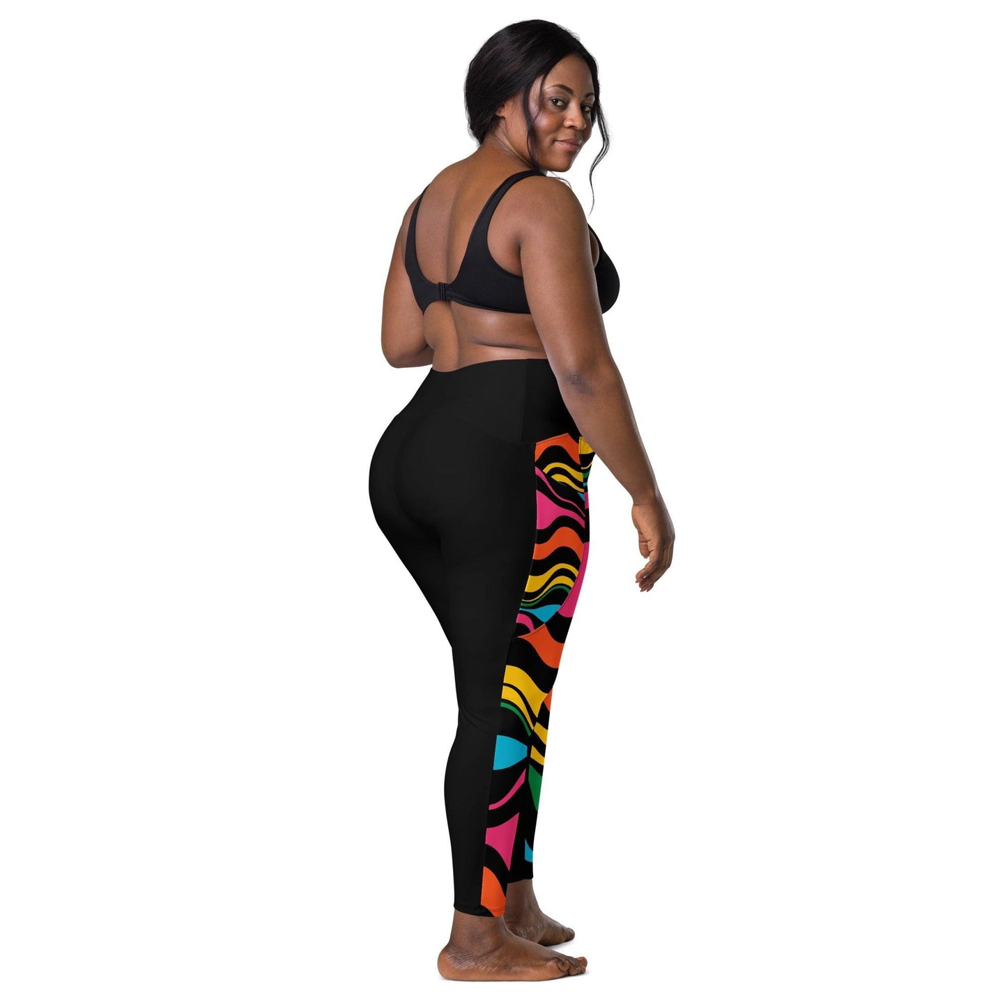 ENERGY WAVES rainbow black - Leggings With Pockets | SHALMIAK