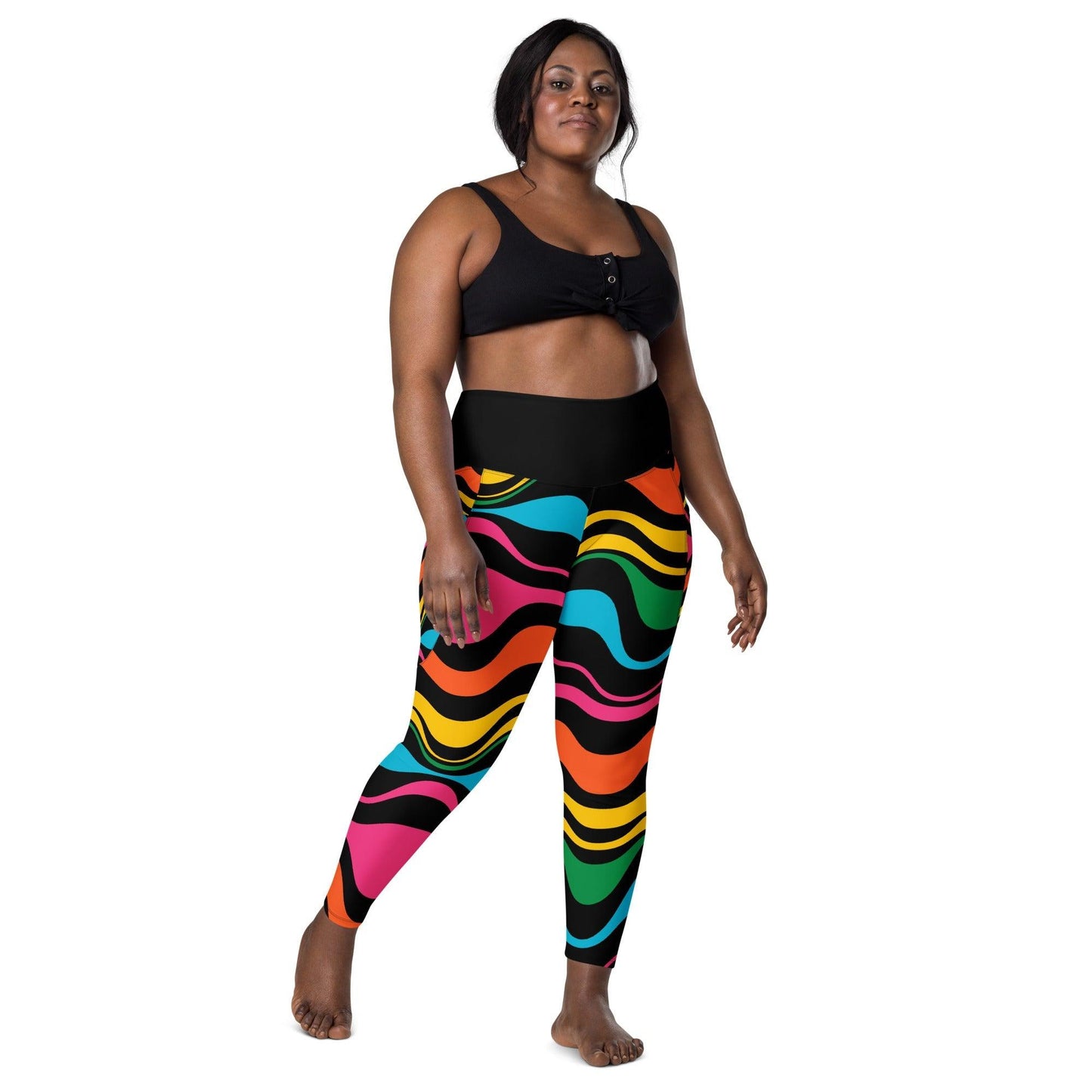 ENERGY WAVES rainbow black - Leggings With Pockets | SHALMIAK