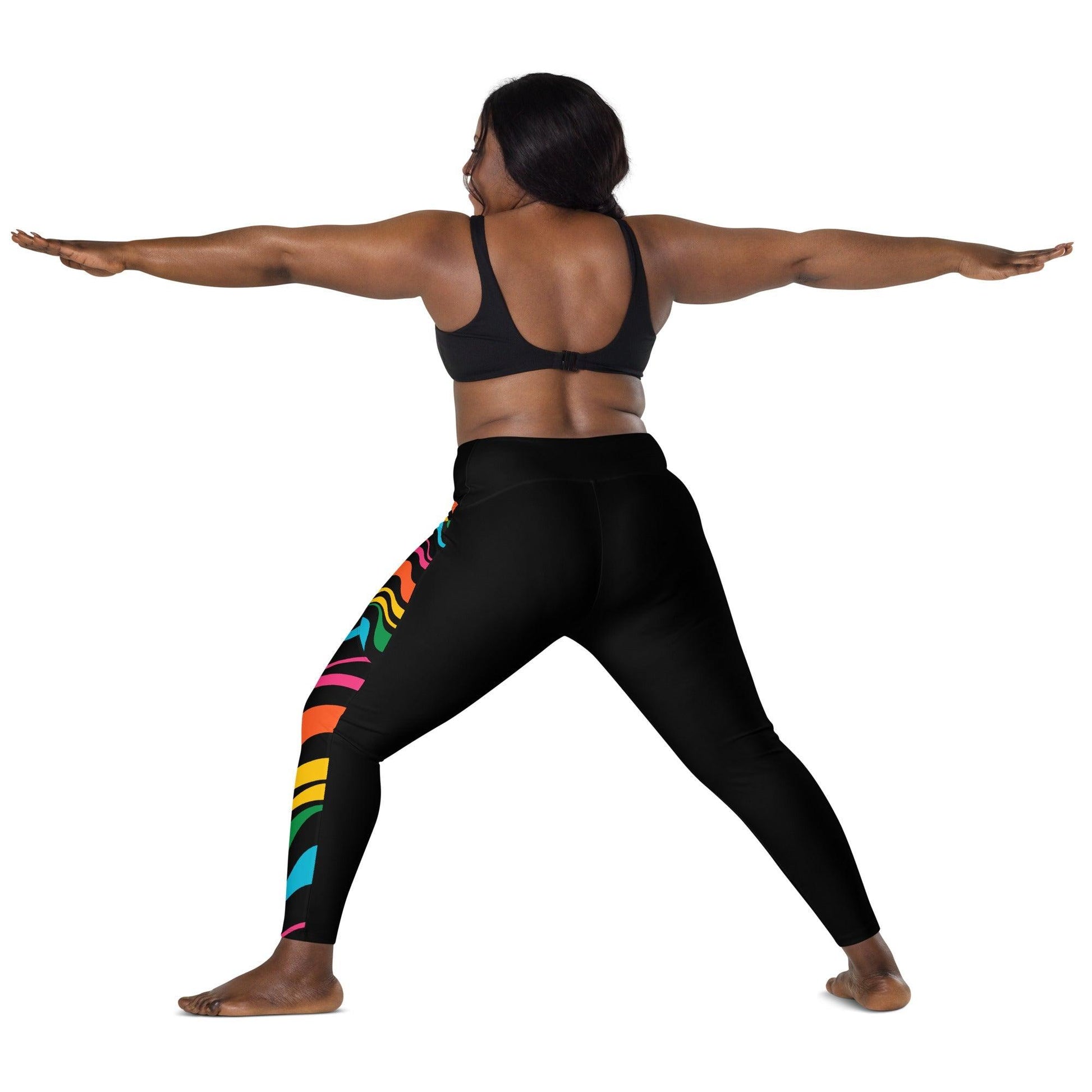 ENERGY WAVES rainbow black - Leggings With Pockets | SHALMIAK