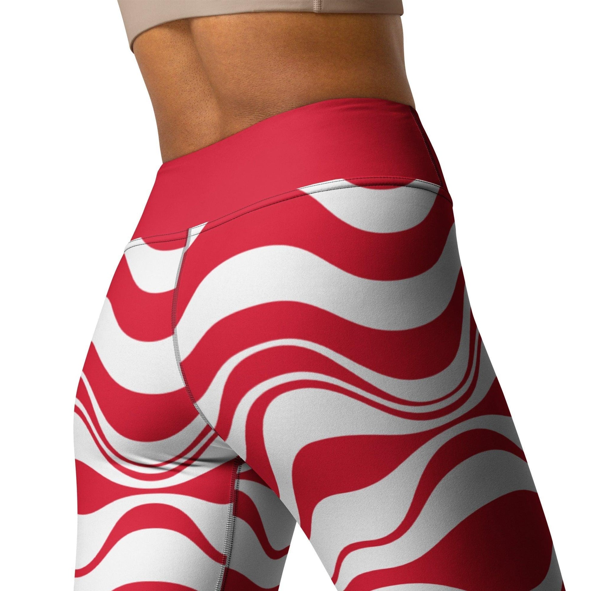 ENERGY WAVES red -2- Yoga Leggings | SHALMIAK