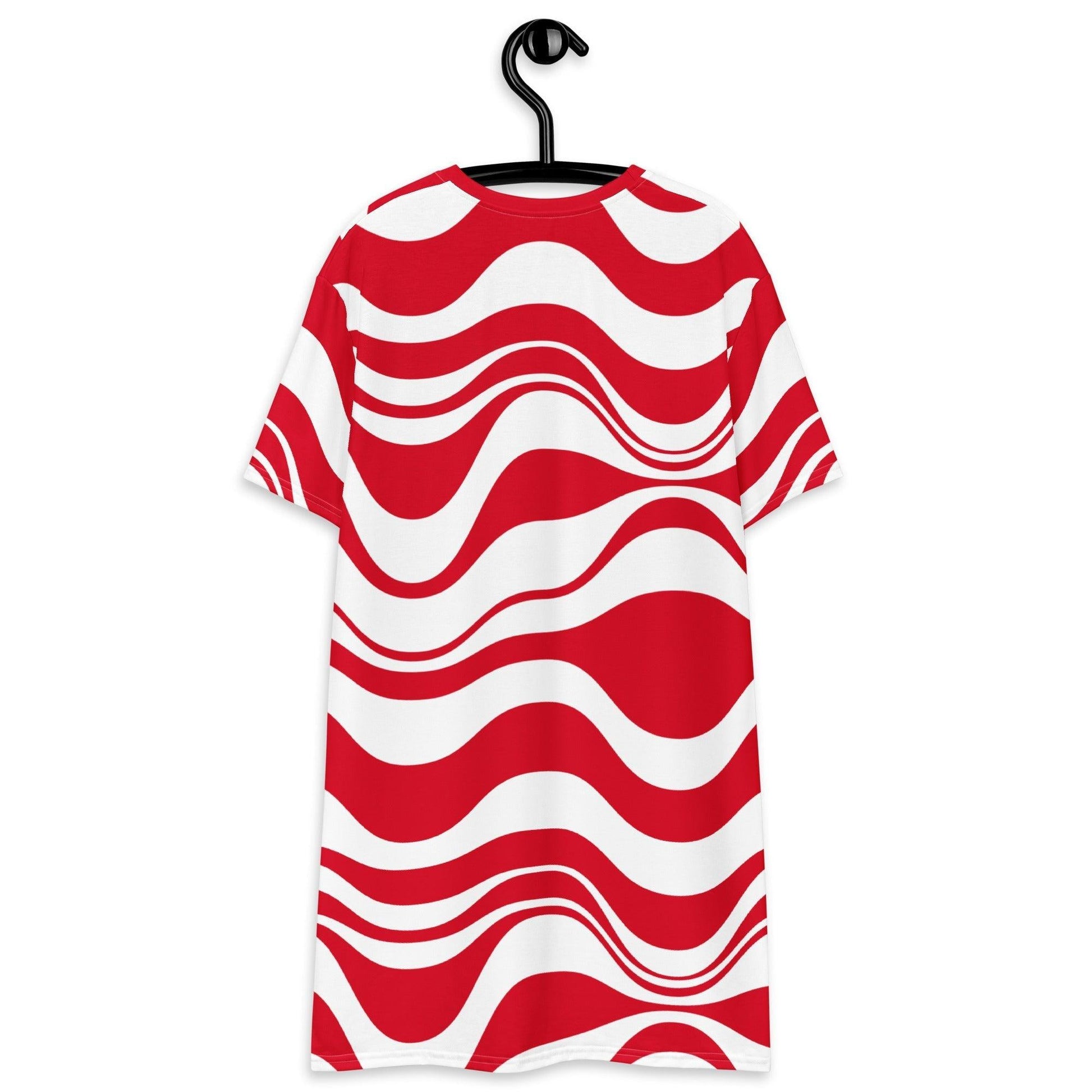 ENERGY WAVES red - T-Shirt Dress | SHALMIAK