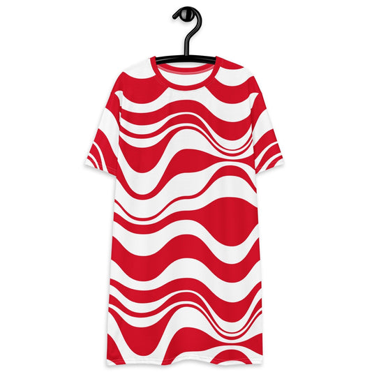 ENERGY WAVES red - T-Shirt Dress | SHALMIAK