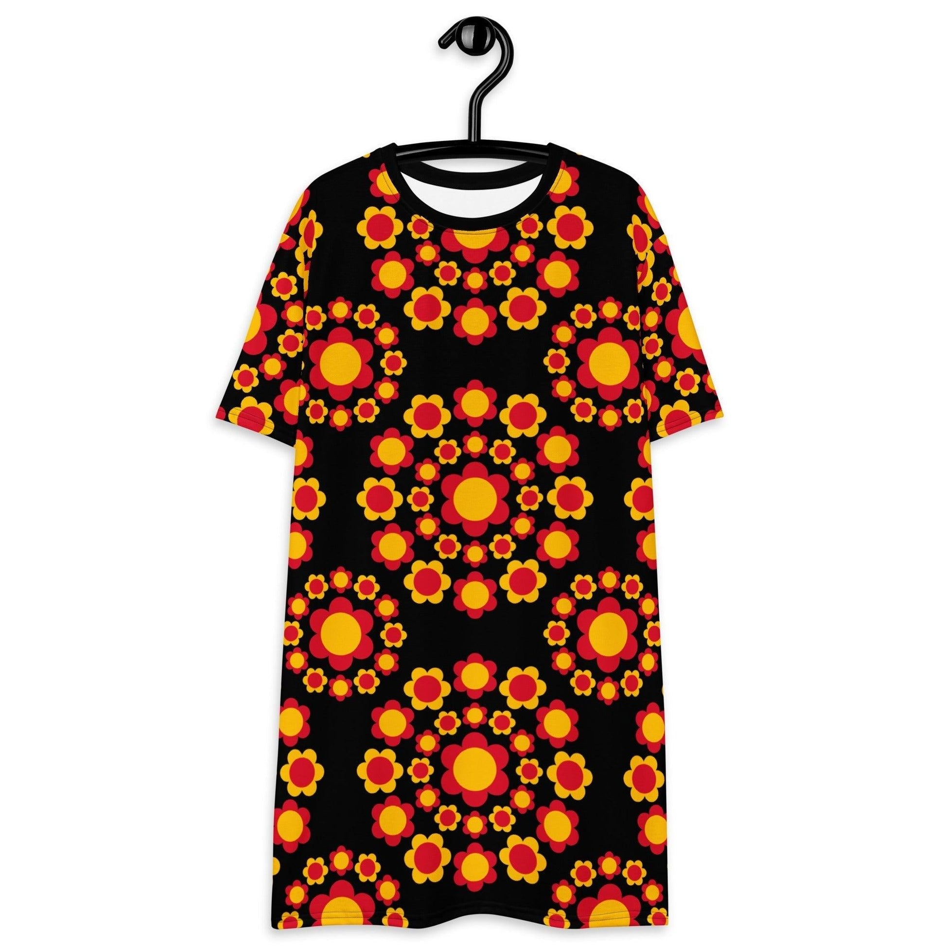 FLOWERSHOP red yellow - T-Shirt Dress | SHALMIAK
