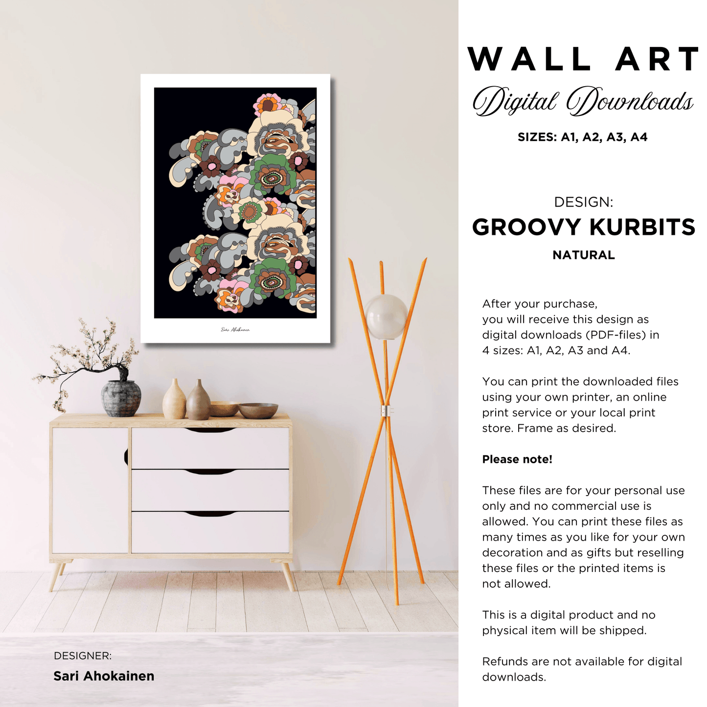 DIGITAL WALL ART - GROOVY KURBITS natural | SHALMIAK