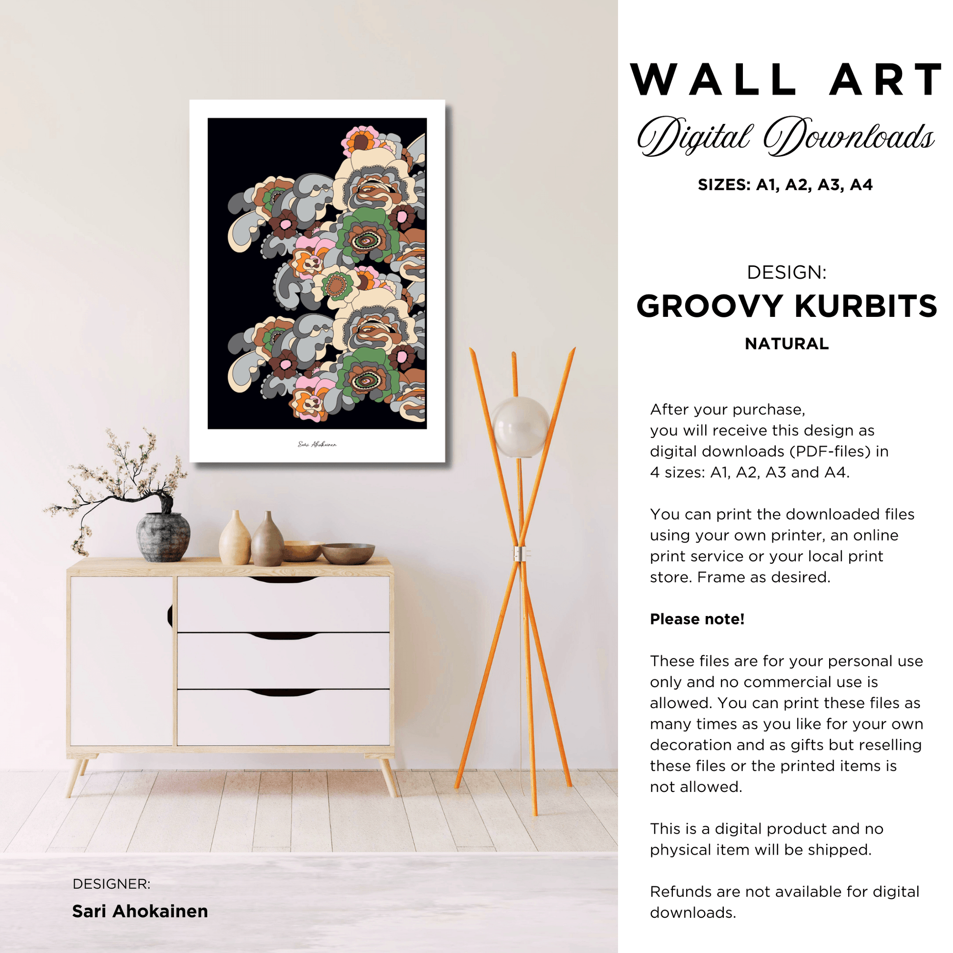 DIGITAL WALL ART - GROOVY KURBITS natural | SHALMIAK