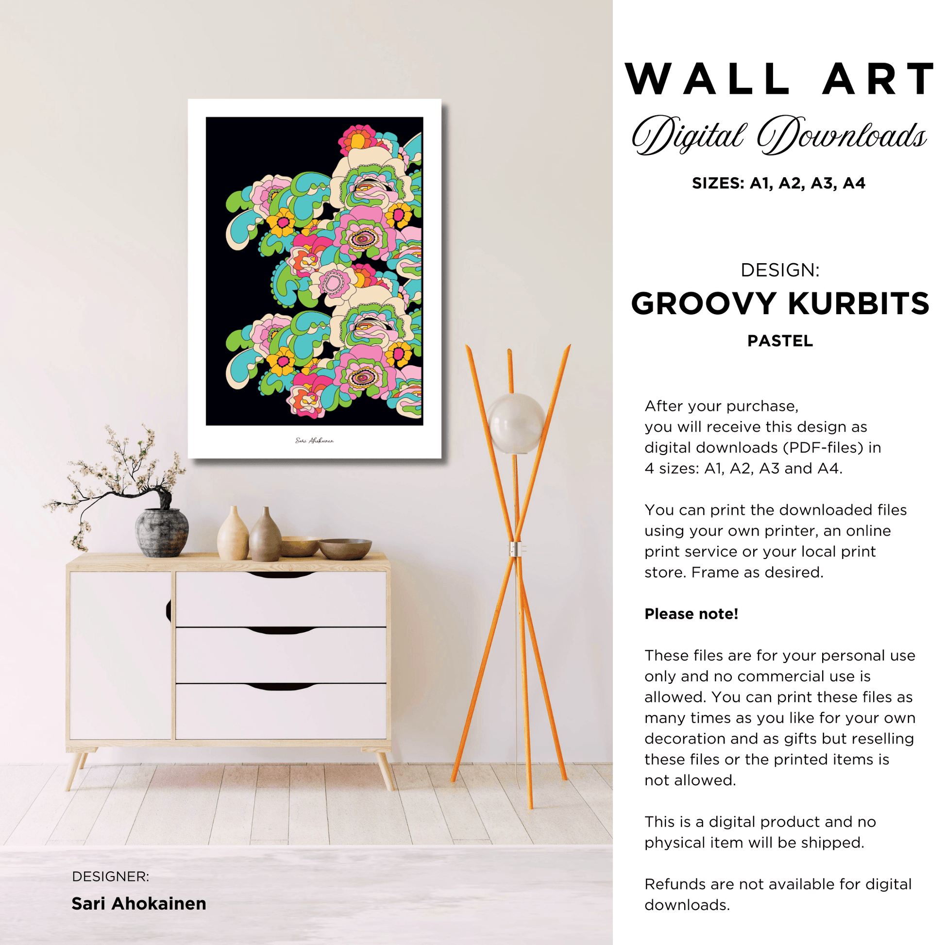 DIGITAL WALL ART - GROOVY KURBITS pastel | SHALMIAK