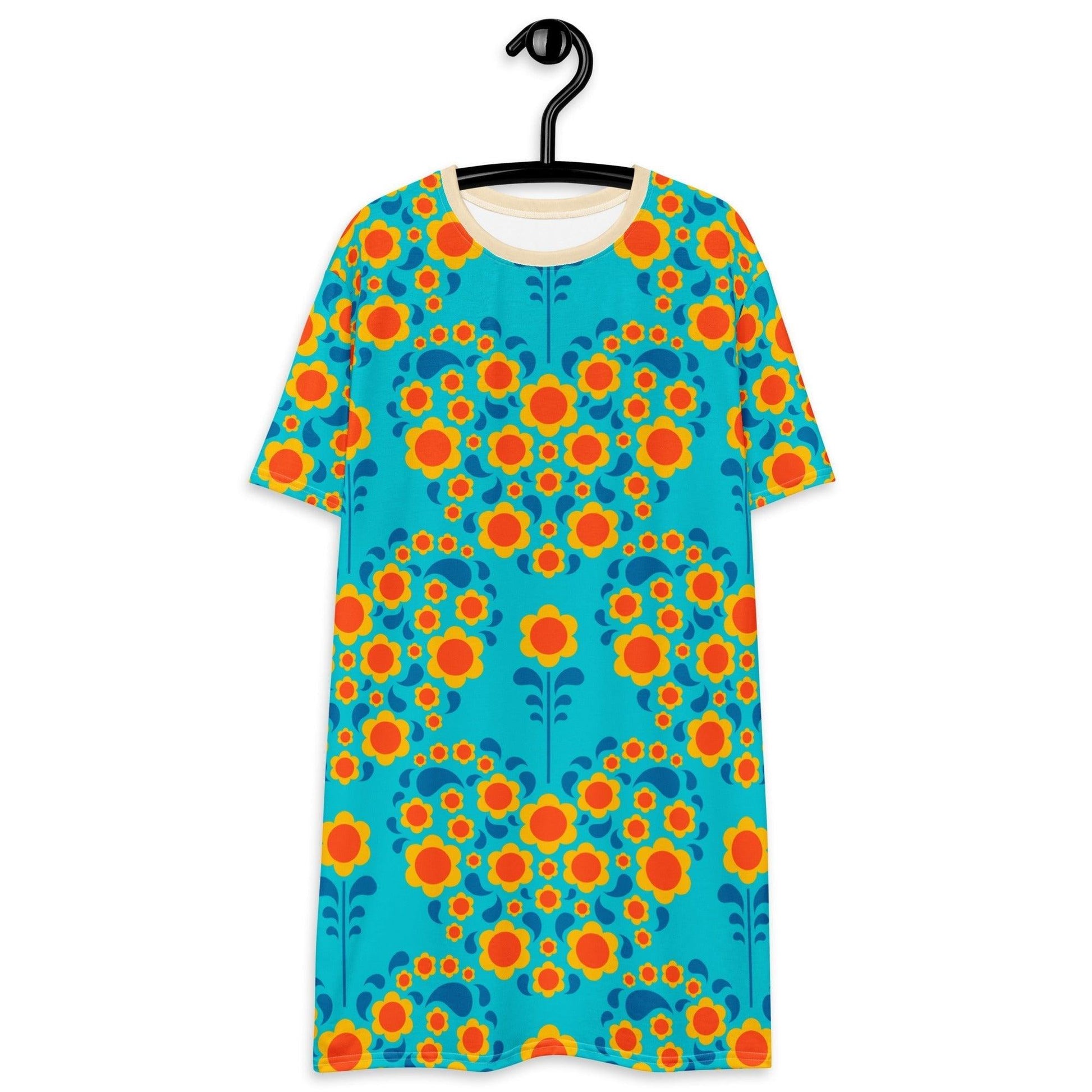 HEARTBEAT orange blue - T-Shirt Dress | SHALMIAK