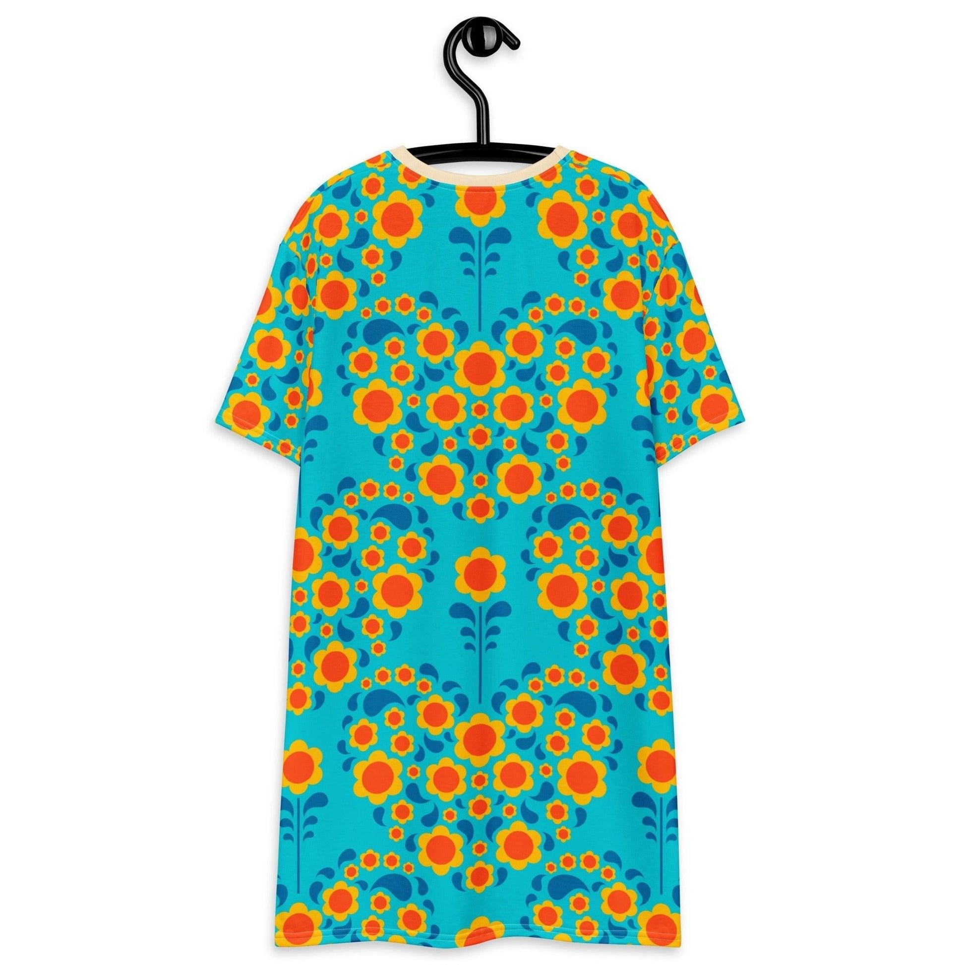 HEARTBEAT orange blue - T-Shirt Dress | SHALMIAK