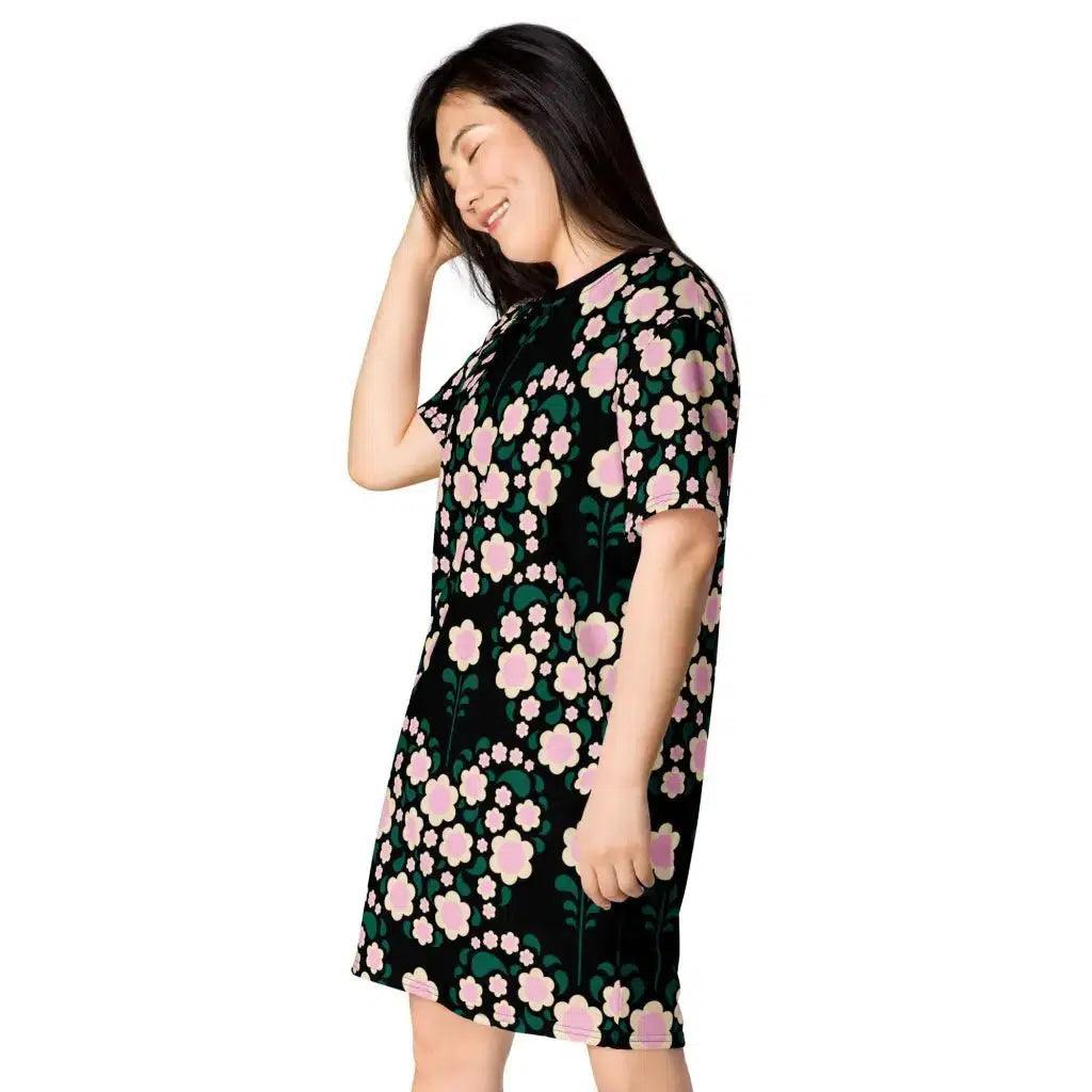 HEARTBEAT pink black - T-Shirt Dress | SHALMIAK