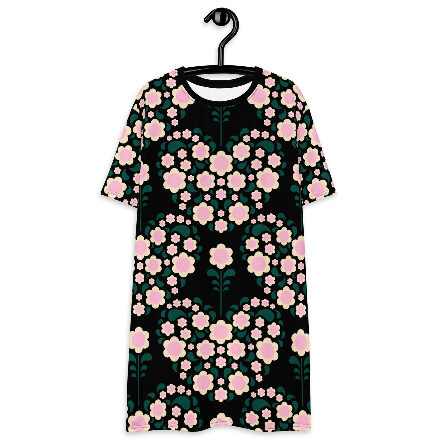 HEARTBEAT pink black - T-Shirt Dress | SHALMIAK