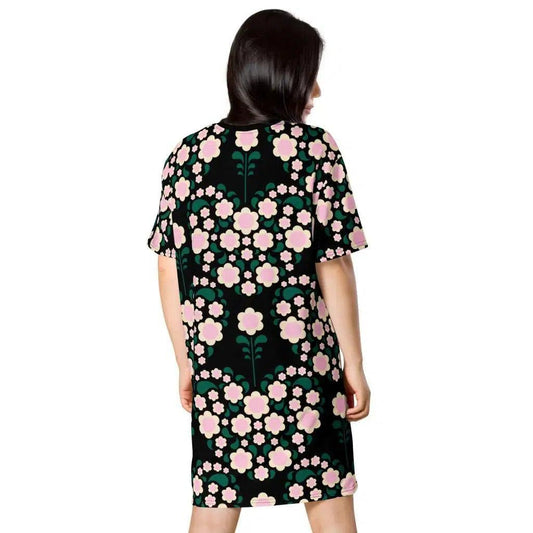 HEARTBEAT pink black - T-Shirt Dress | SHALMIAK