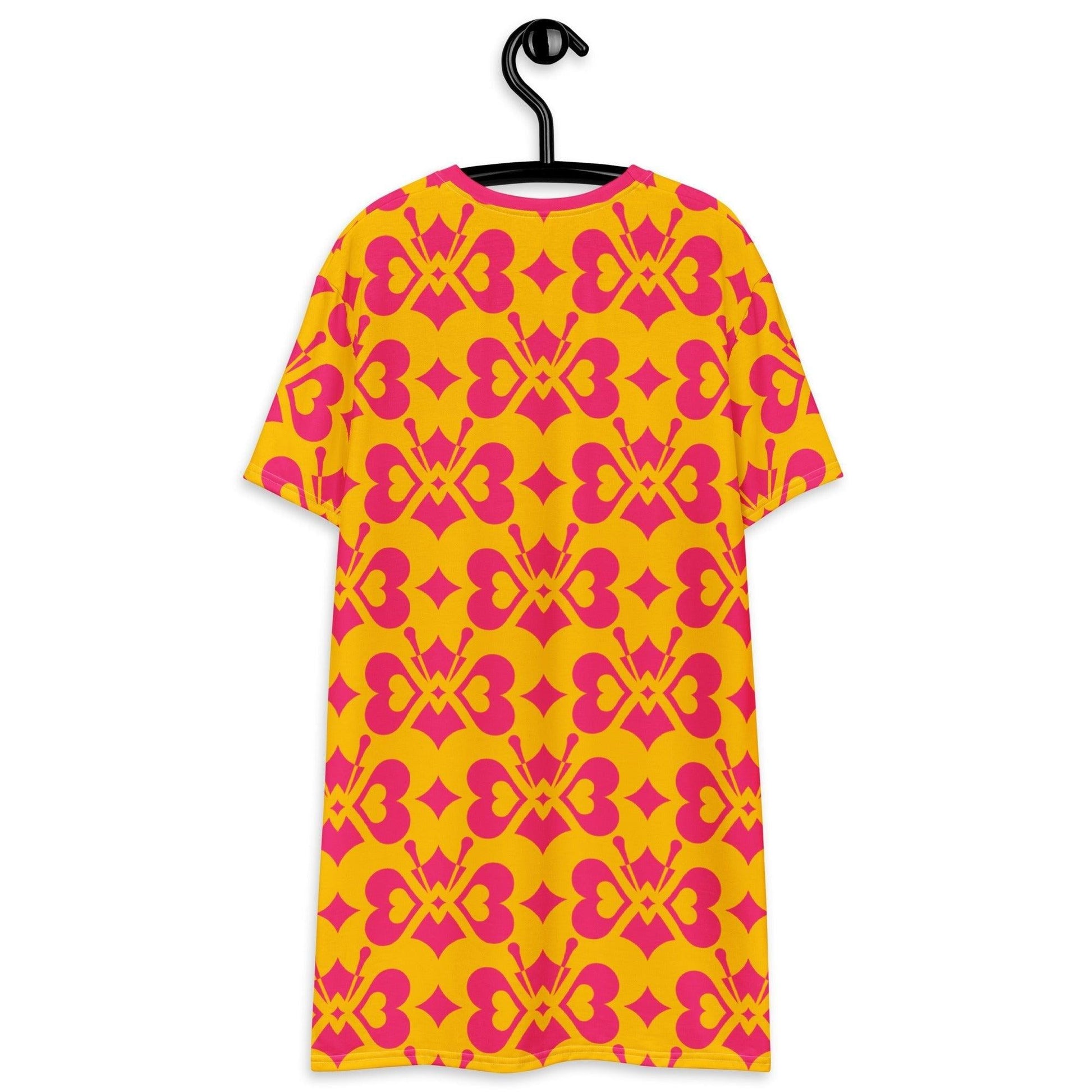 LOVE BUTTERFLY yellow pink - T-Shirt Dress | SHALMIAK