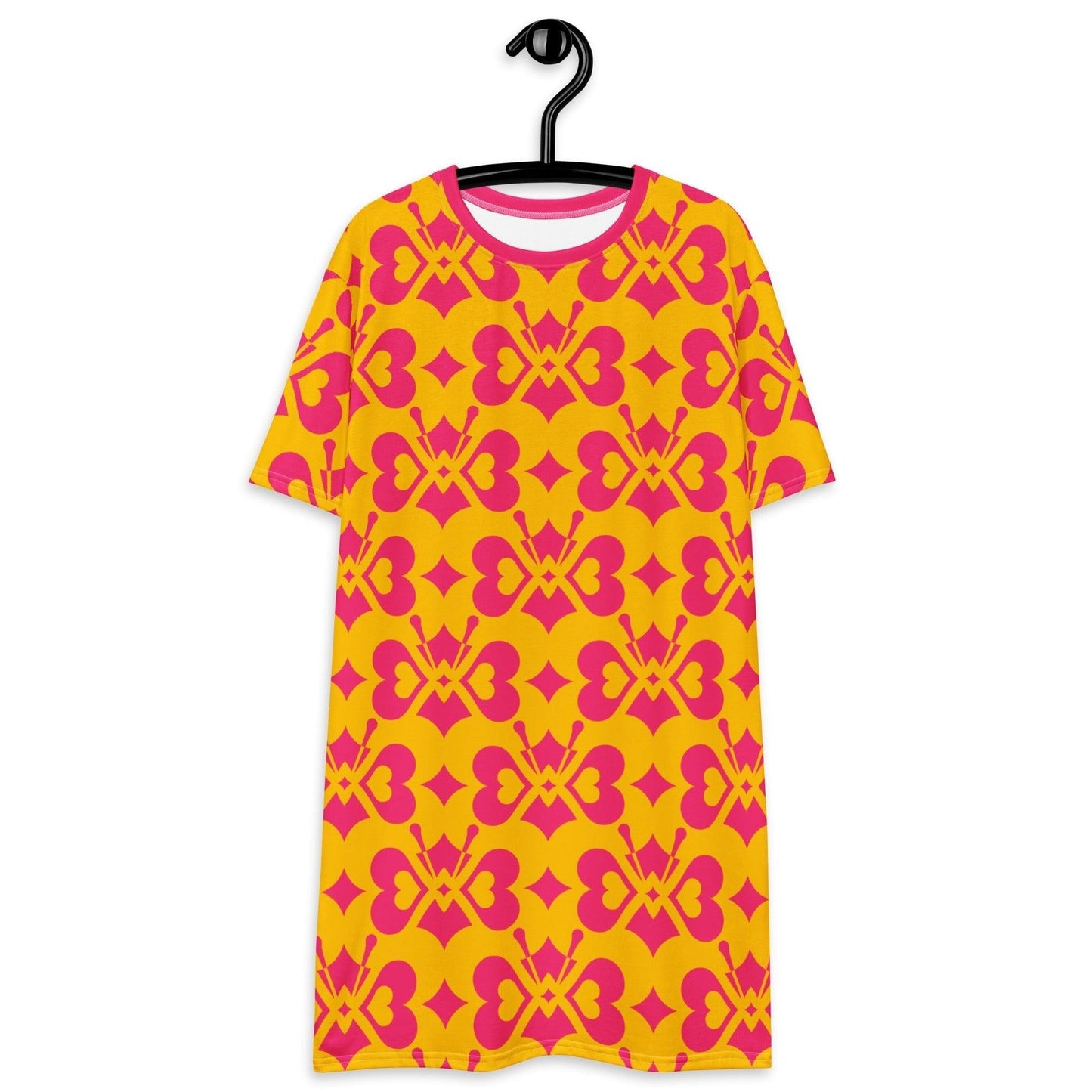 LOVE BUTTERFLY yellow pink - T-Shirt Dress | SHALMIAK