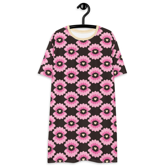 LOVE PEARL pink brown - T-Shirt Dress | SHALMIAK