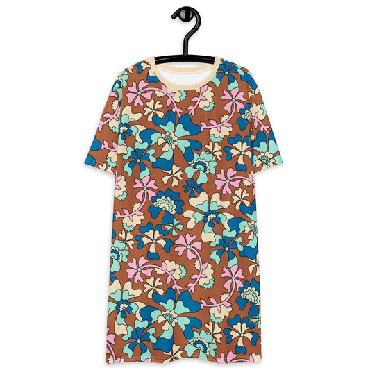 MISS PENNY blue brown - T-Shirt Dress | SHALMIAK