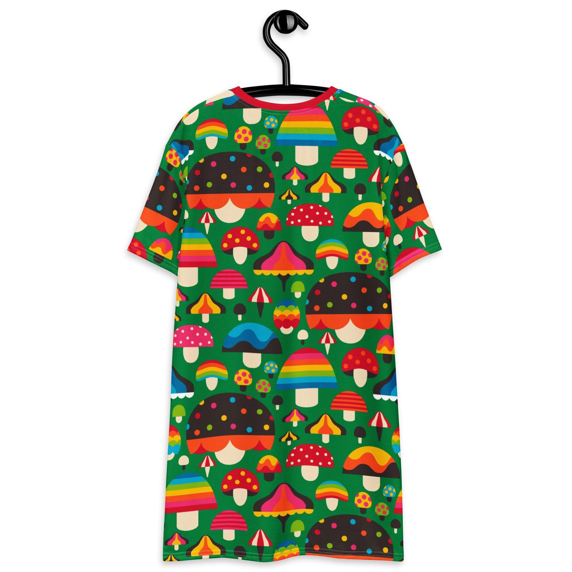 MUSHROOM MANIA green - T-Shirt Dress | SHALMIAK