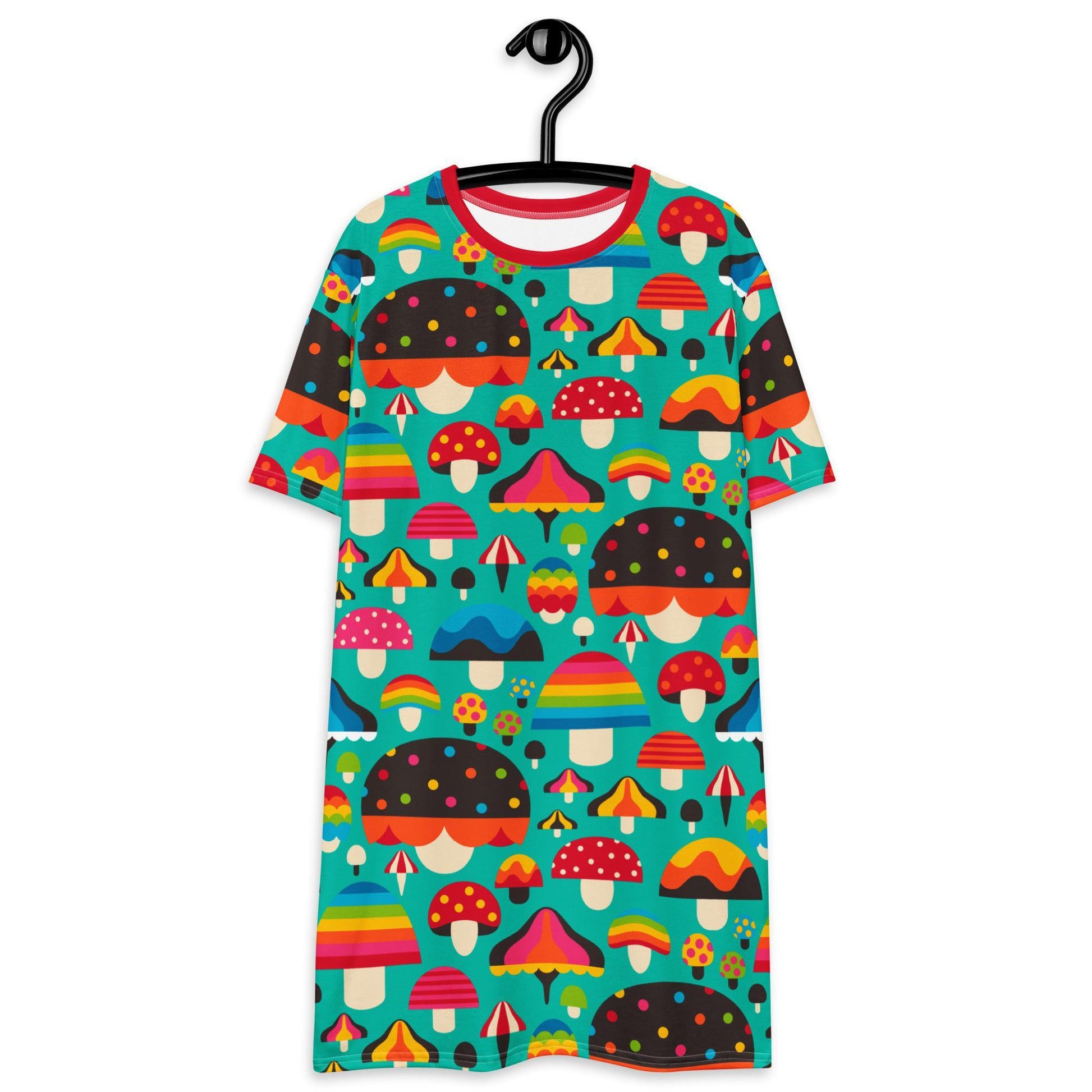 MUSHROOM MANIA mint - T-Shirt Dress | SHALMIAK