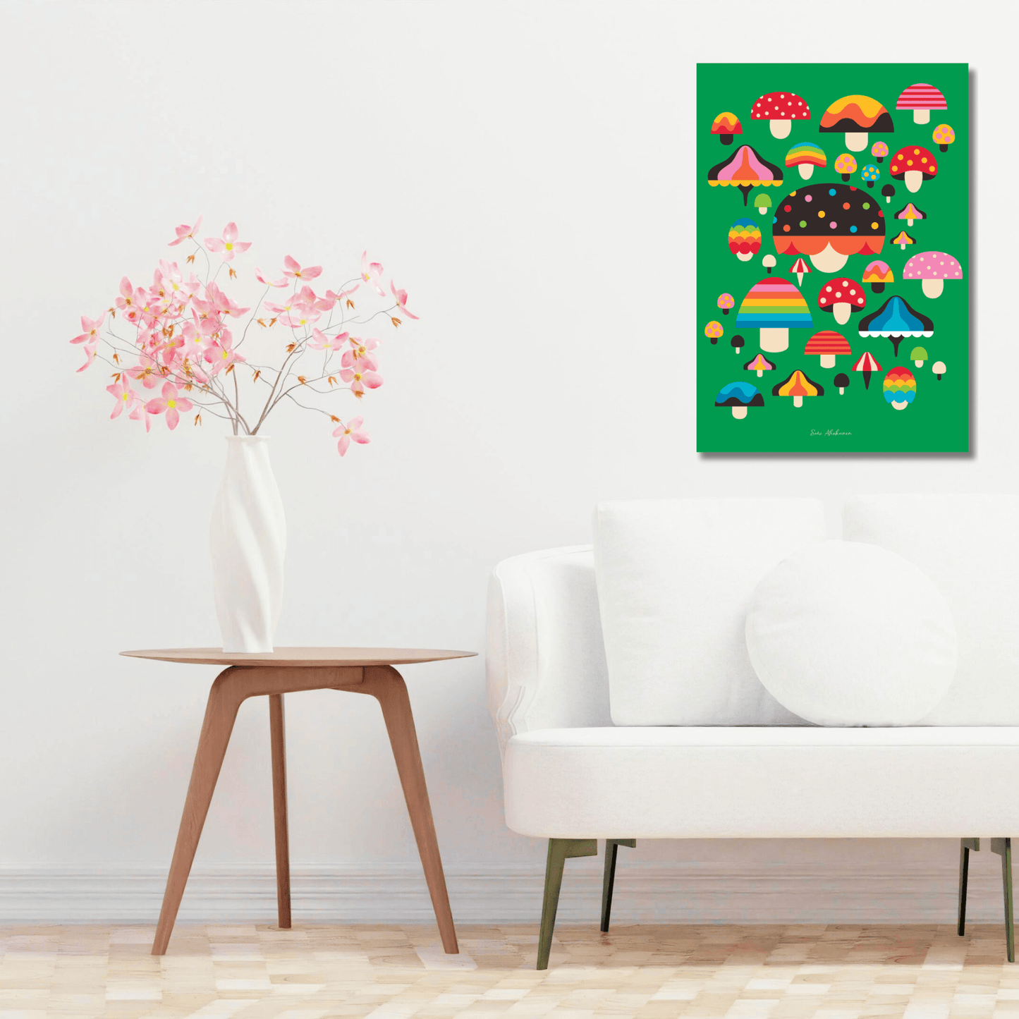 DIGITAL WALL ART - MUSHROOM MANIA green | SHALMIAK