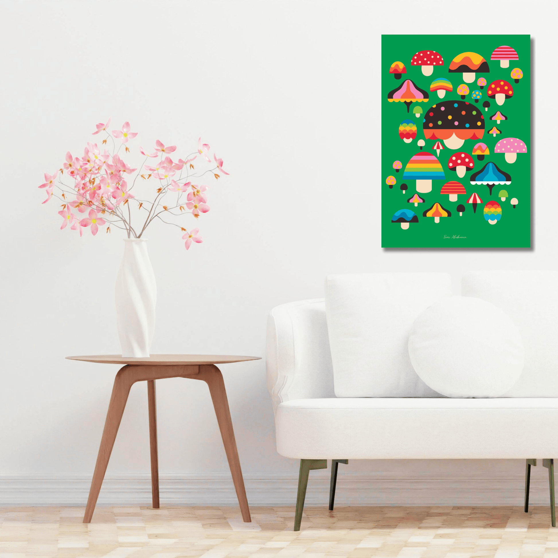DIGITAL WALL ART - MUSHROOM MANIA green | SHALMIAK