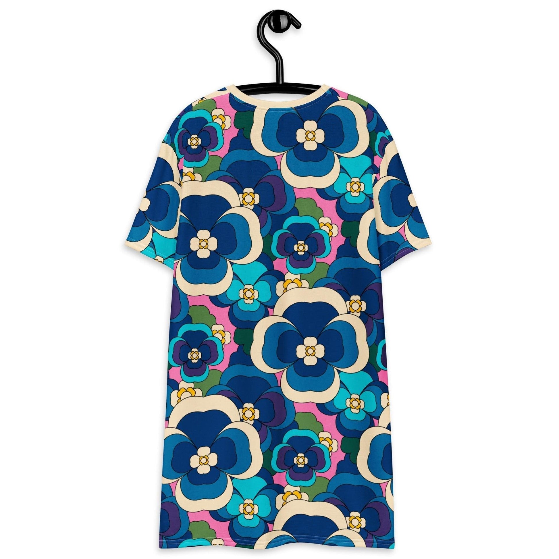 PANSY FANTASY blue pink - T-Shirt Dress | SHALMIAK
