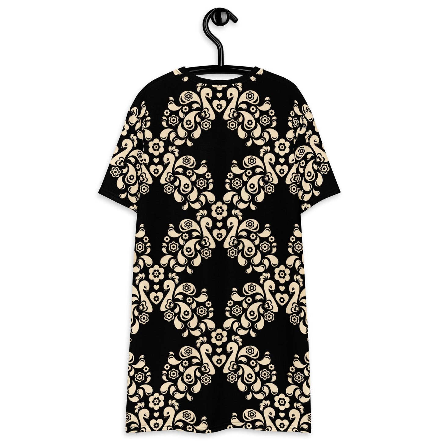PEACOCK LOVE black - T-Shirt Dress | SHALMIAK