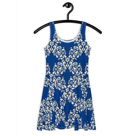 PEACOCK LOVE blue - Skater Dress | SHALMIAK