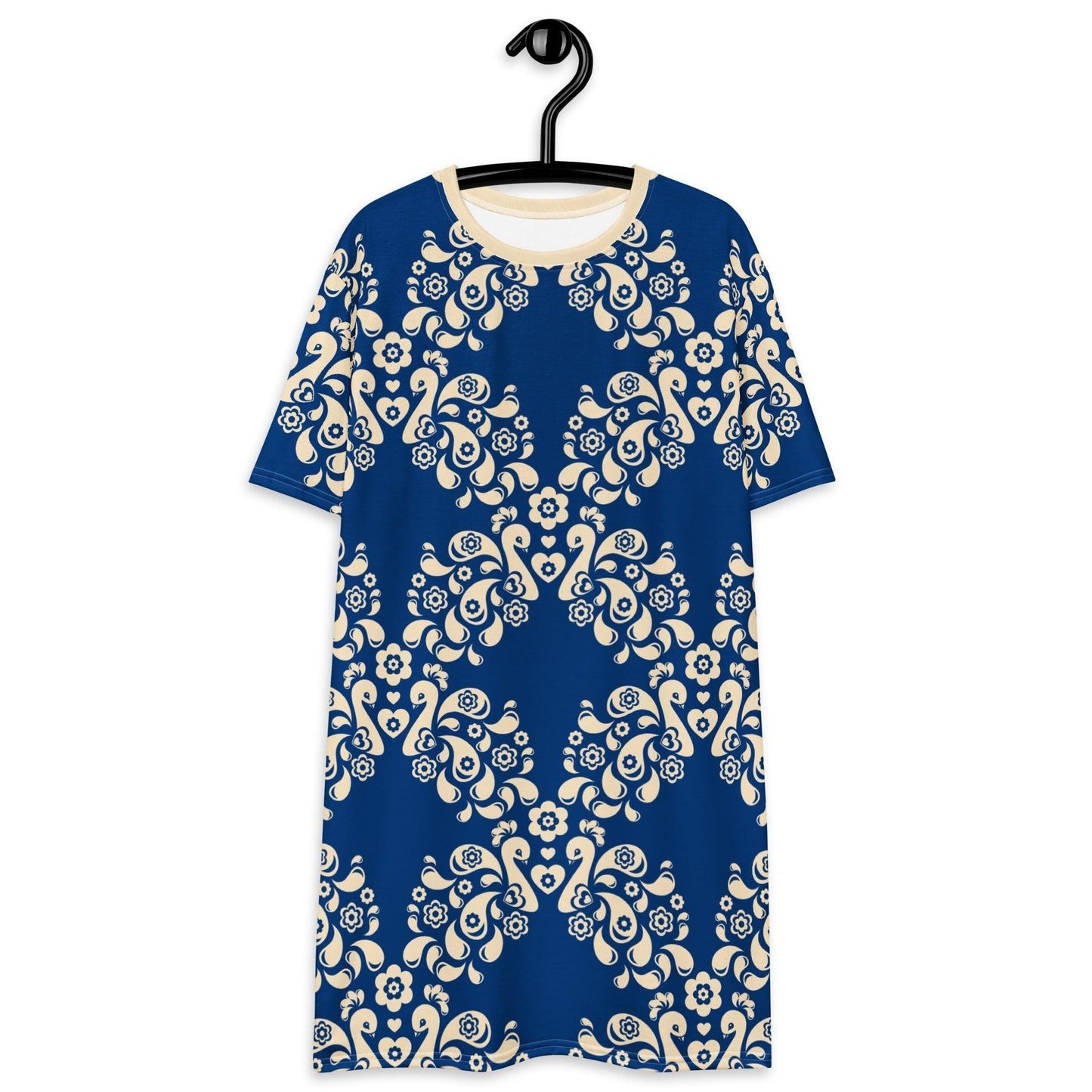 PEACOCK LOVE blue - T-Shirt Dress | SHALMIAK