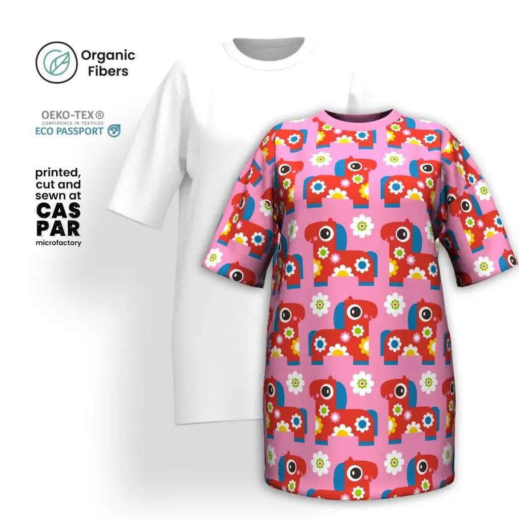 PONY BLOOM pink - Organic Cotton T-Shirt Dress