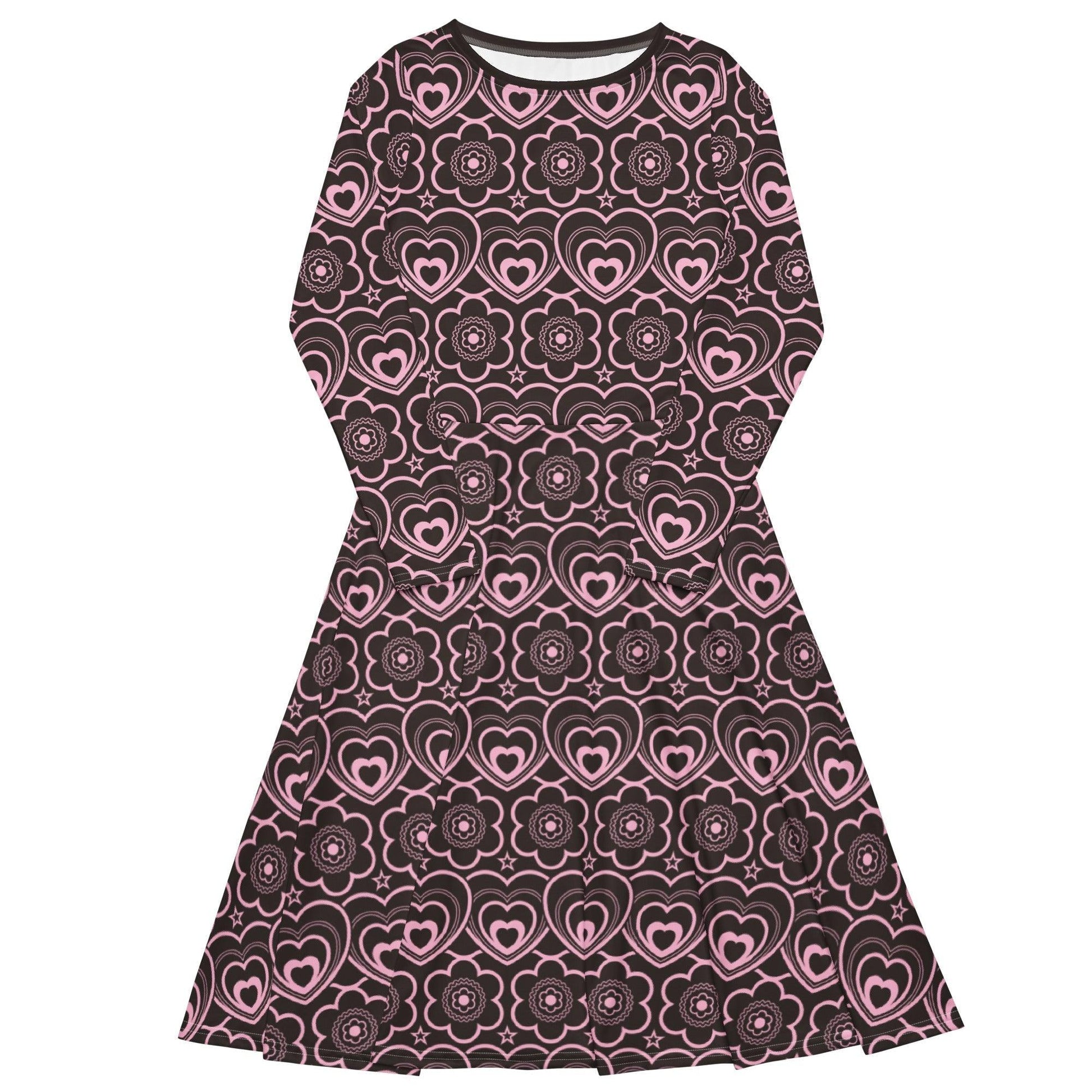 RAMONA pink brown - Midi Dress With Pockets | SHALMIAK