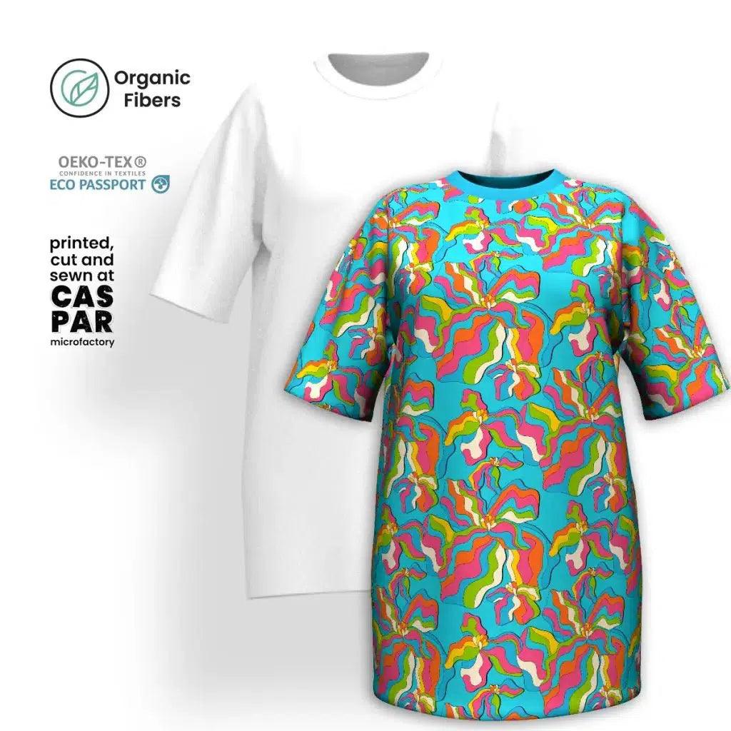 SASSY IRIS turquoise - Organic Cotton T-Shirt Dress
