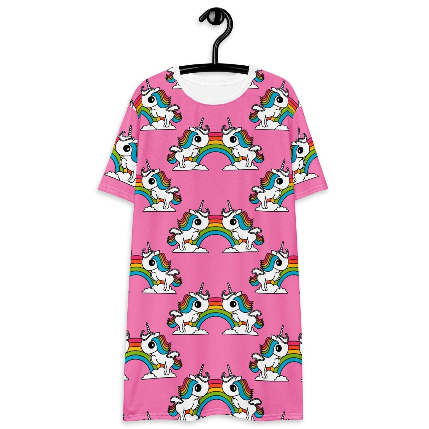UNIQUE pink - T-Shirt Dress with unicorns and rainbows | SHALMIAK
