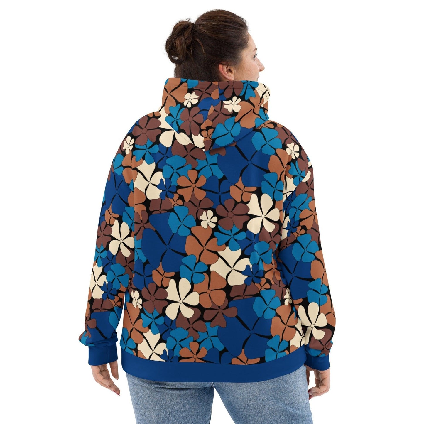 Hoodie - ADELIE blue brown - Wild floral print