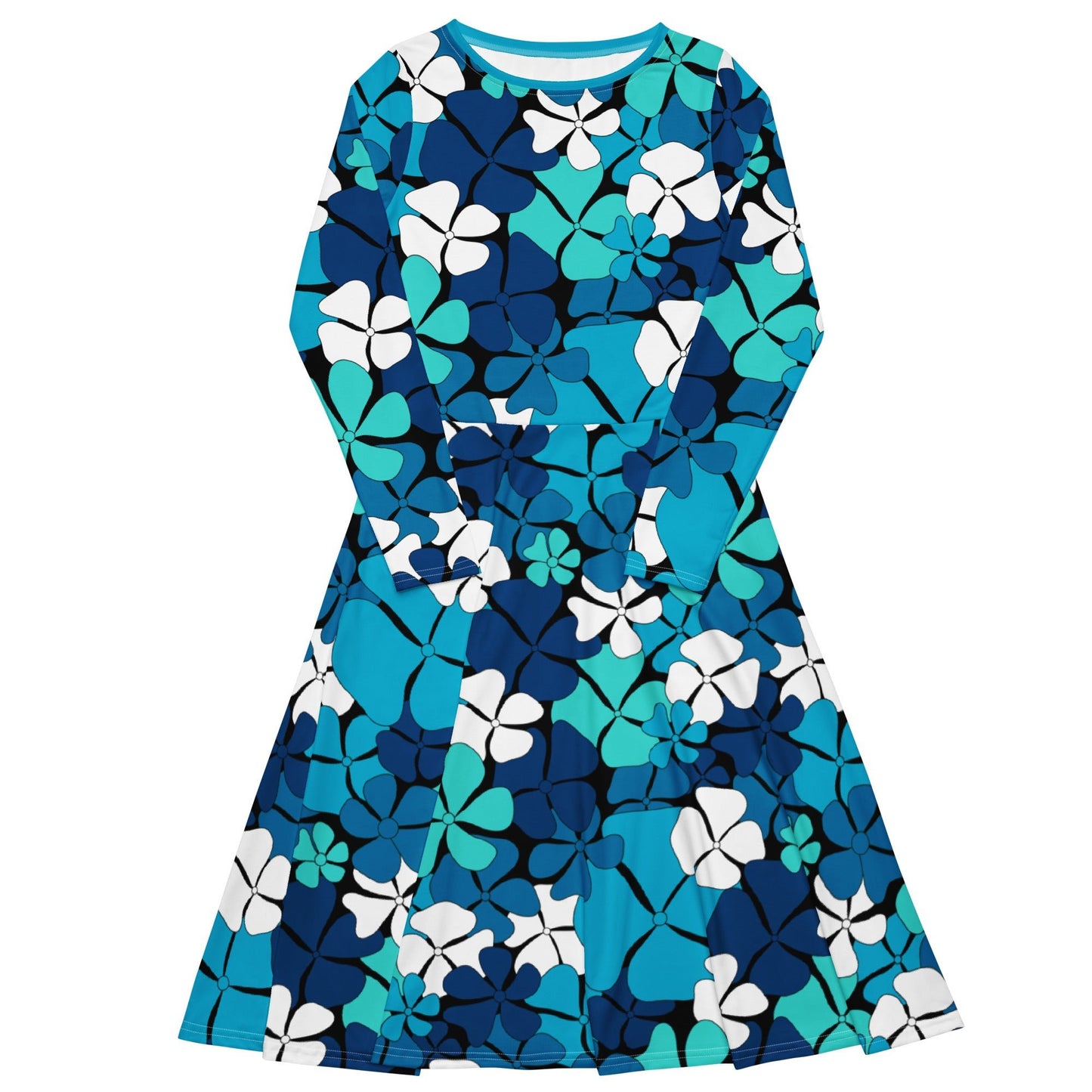 Midi dress - ADELIE blue - Wild floral print 6XL