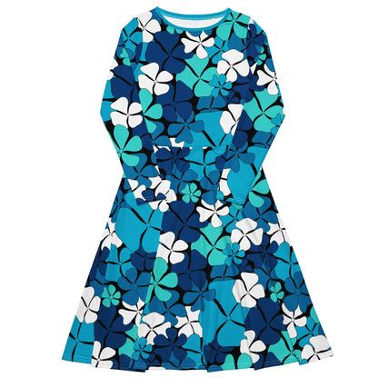 Midi dress - ADELIE blue - Wild floral print 6XL