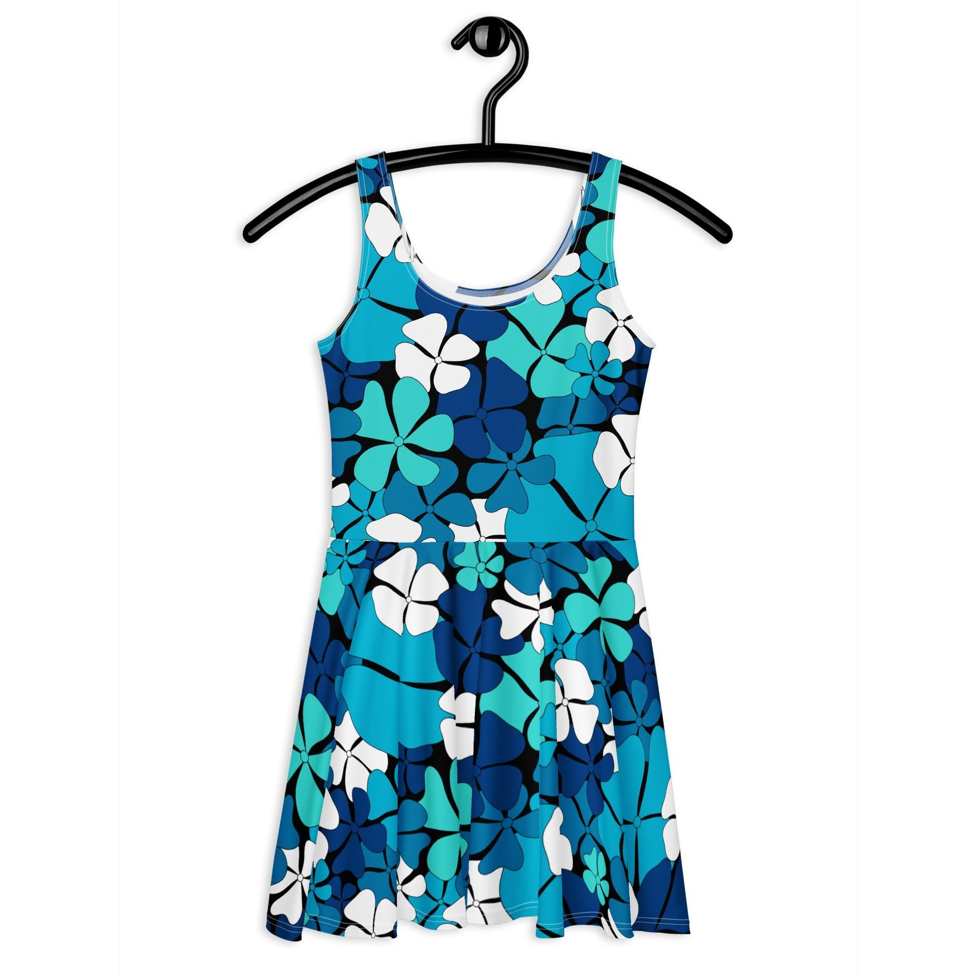 Skater dress - ADELIE blue - Wild floral print 3XL