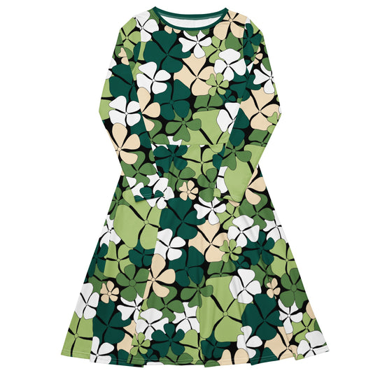 Midi dress - ADELIE green - Wild floral print 6XL