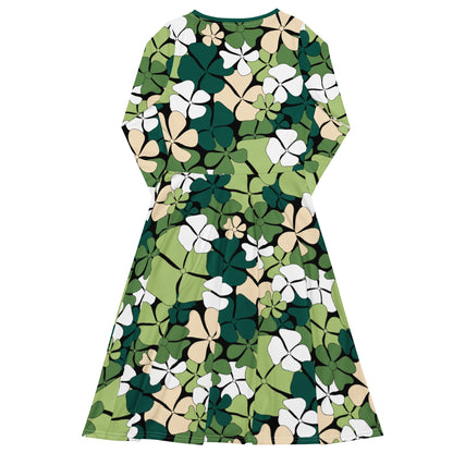 Midi dress - ADELIE green - Wild floral print