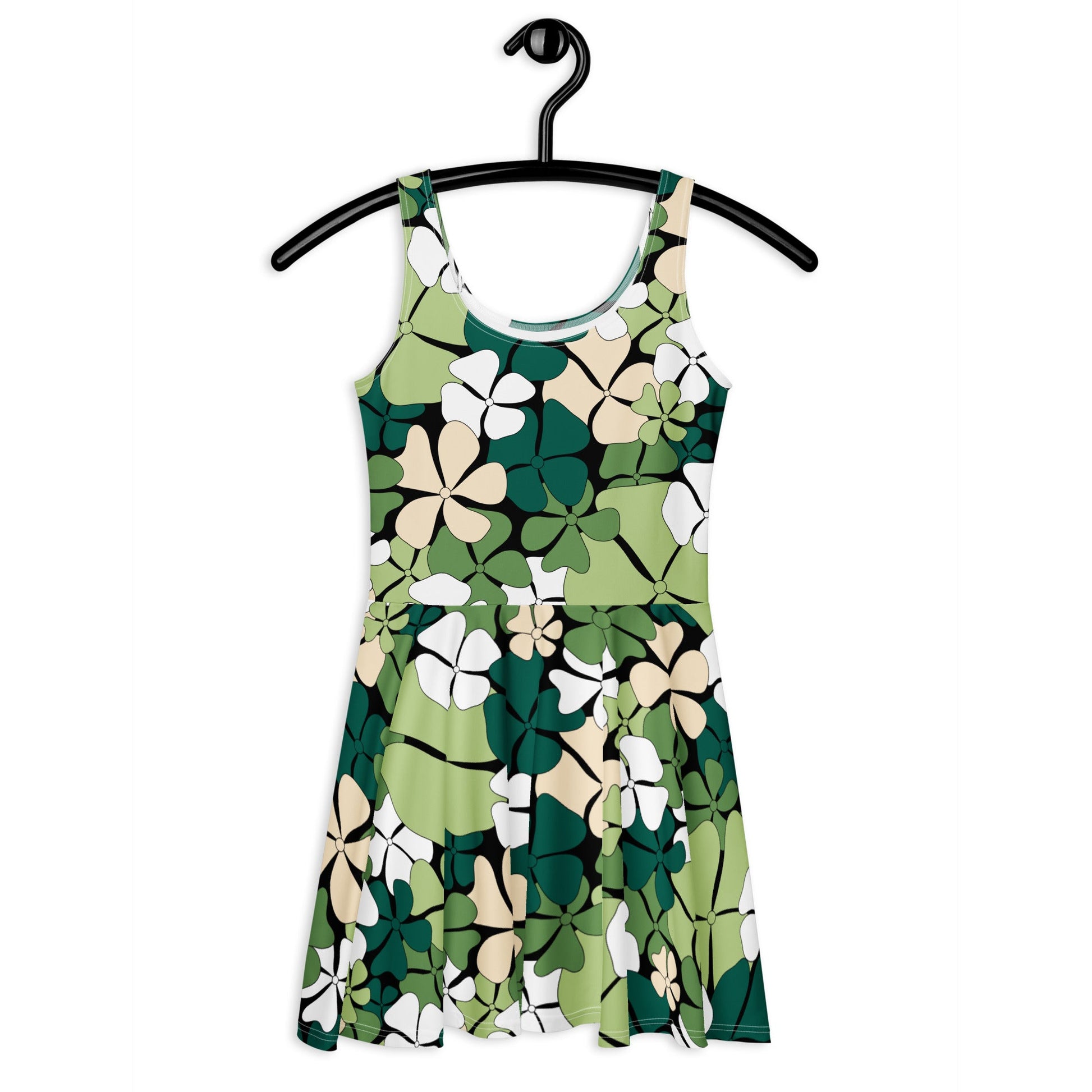 Skater dress - ADELIE green - Wild floral print 3XL