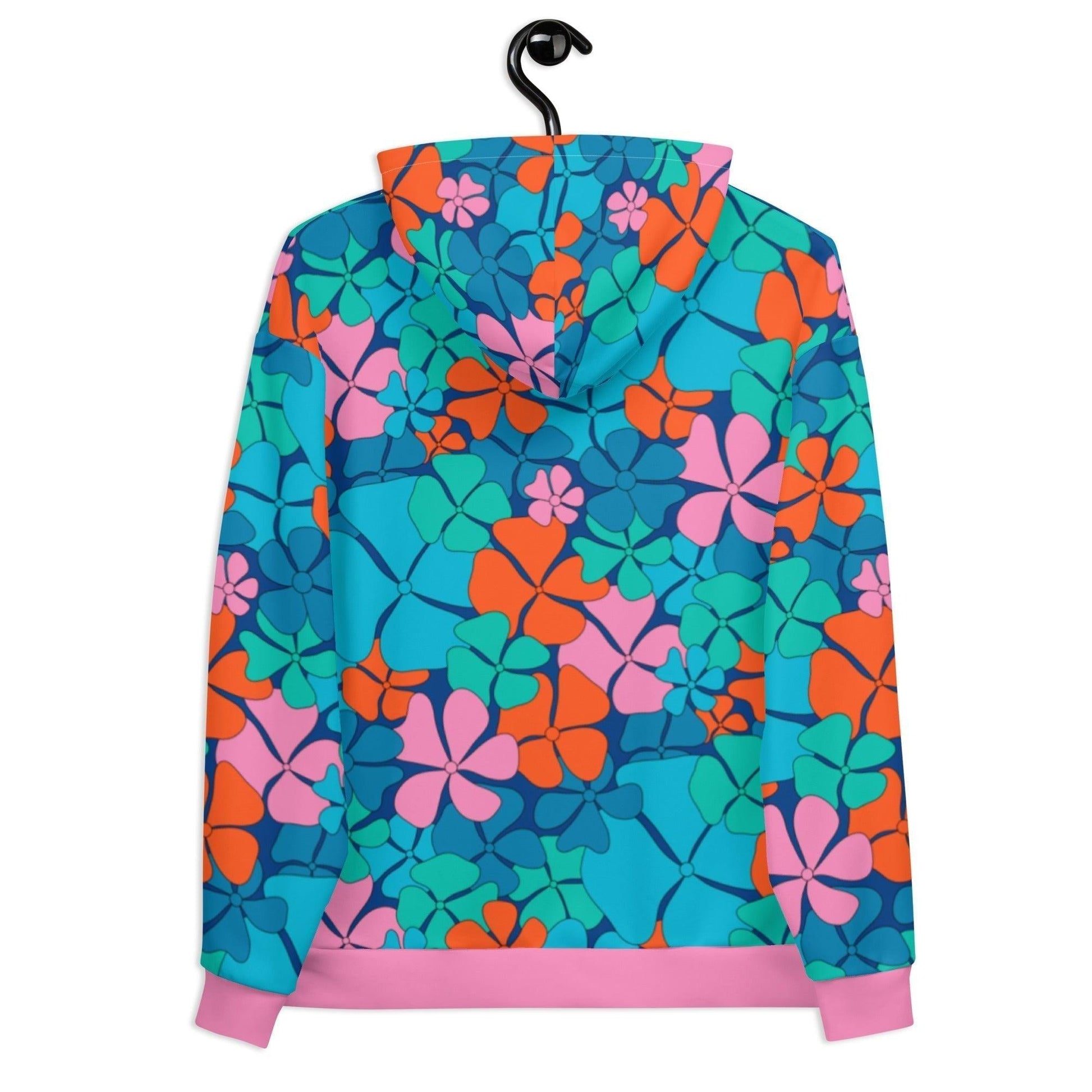 Hoodie - ADELIE orange blue - Wild floral print