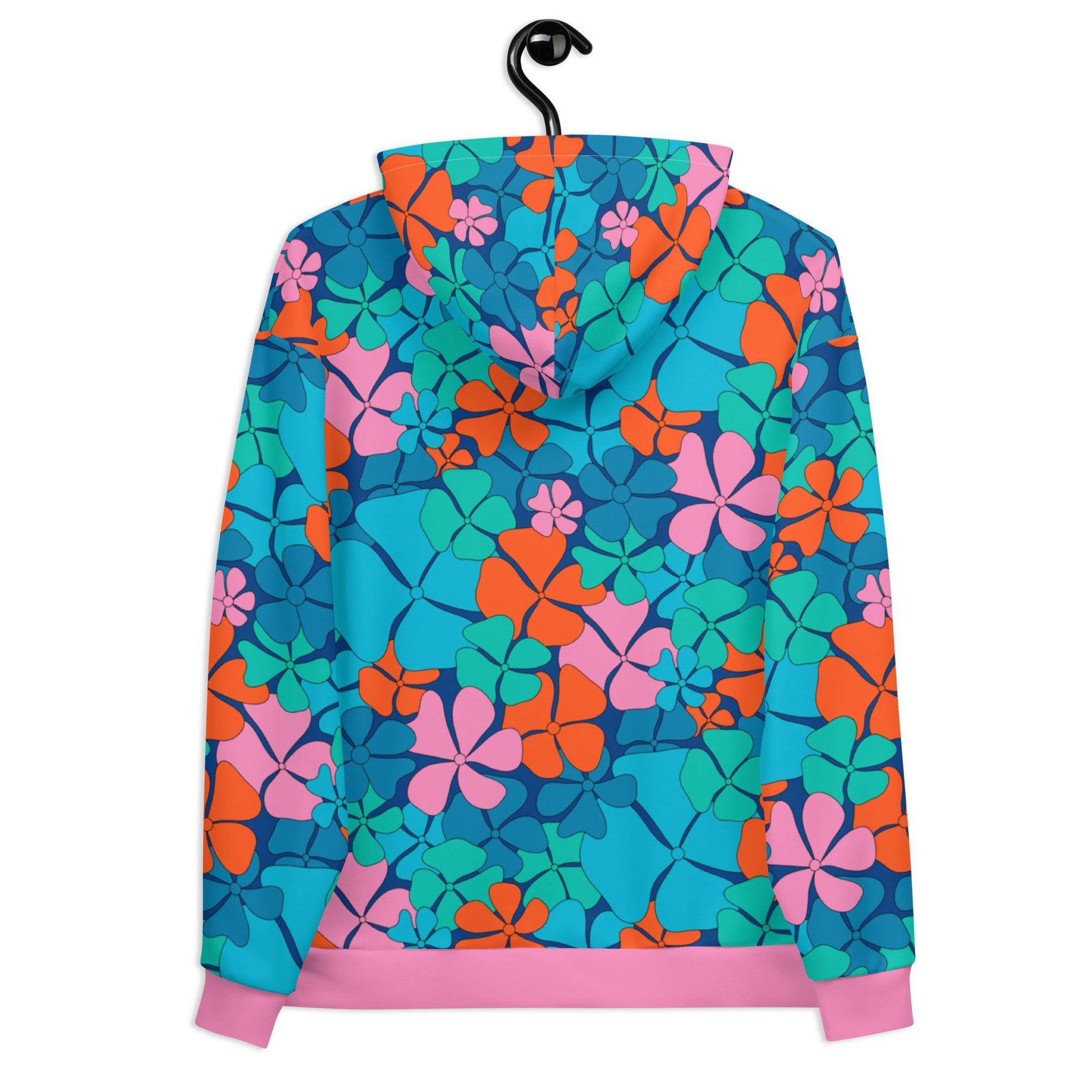 Hoodie - ADELIE orange blue - Wild floral print