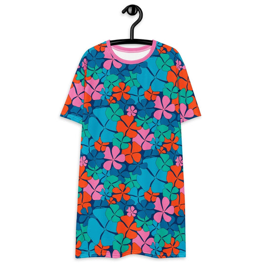 T-shirt dress - ADELIE orange blue - Wild floral print 6XL