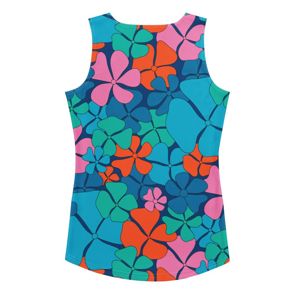 Tank top - ADELIE orange blue - Wild floral print XL