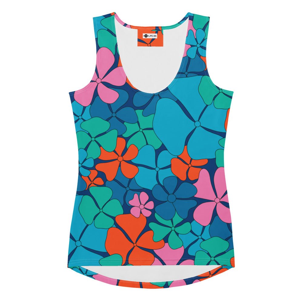 Tank top - ADELIE orange blue - Wild floral print