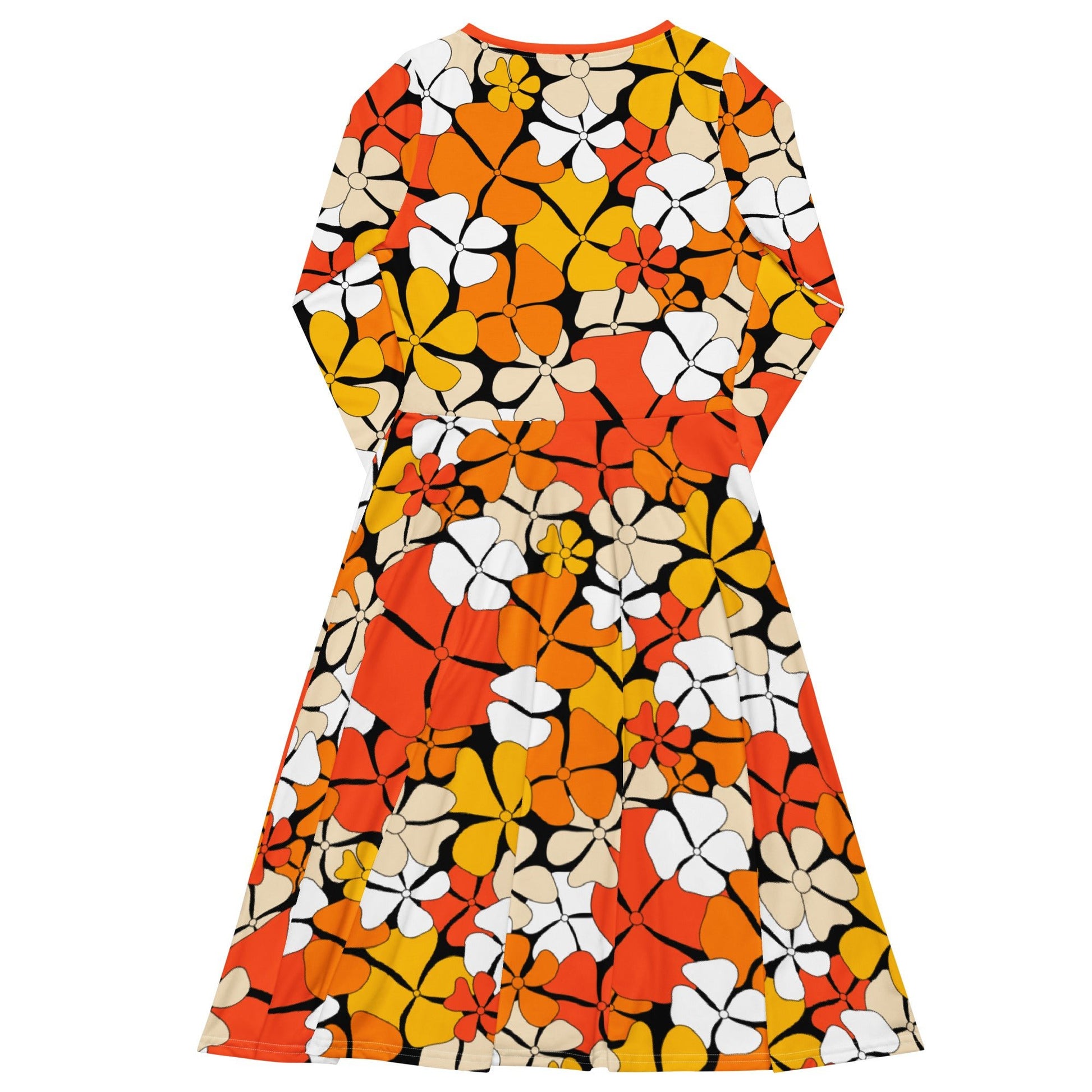 Midi dress - ADELIE orange - Wild floral print