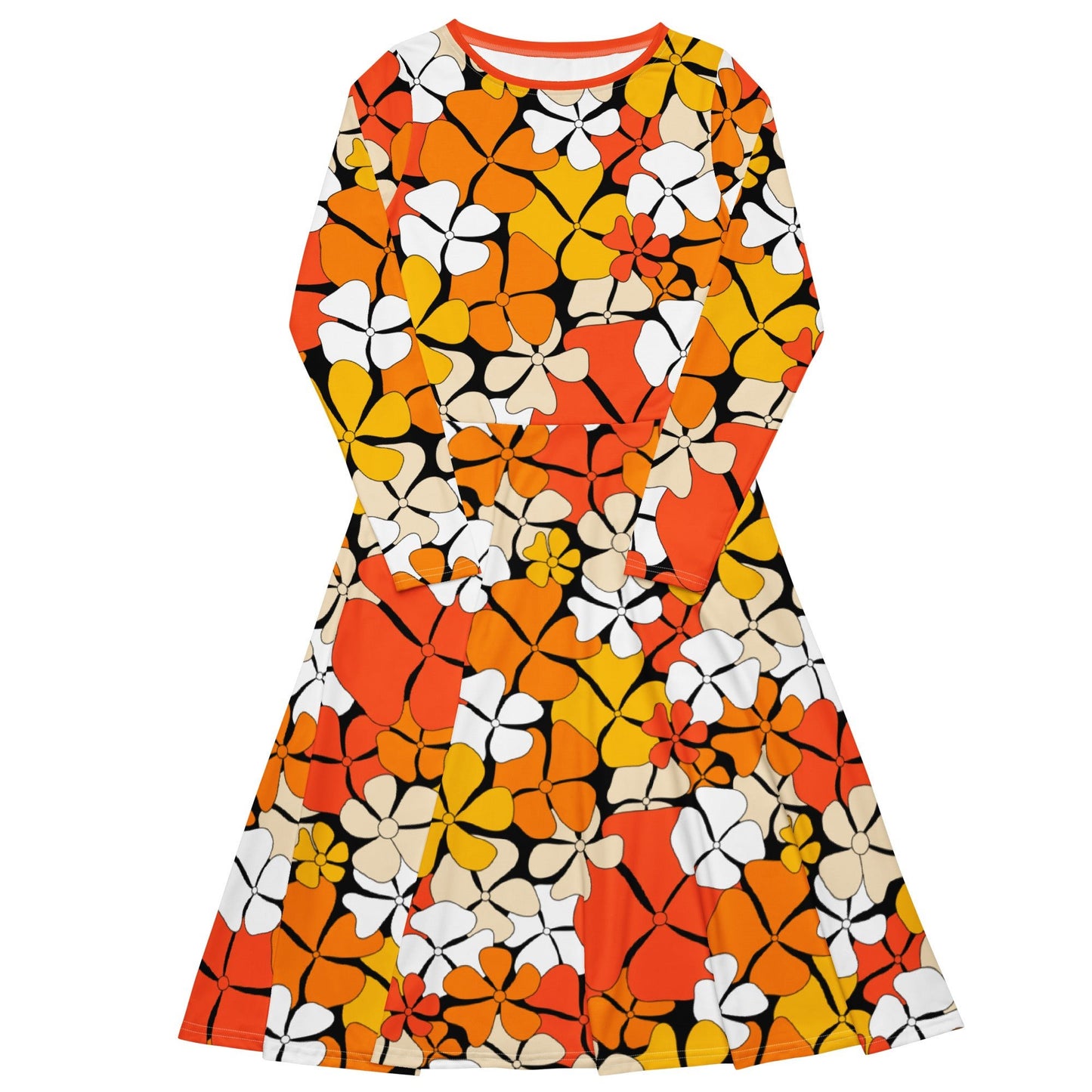 Midi dress - ADELIE orange - Wild floral print 6XL