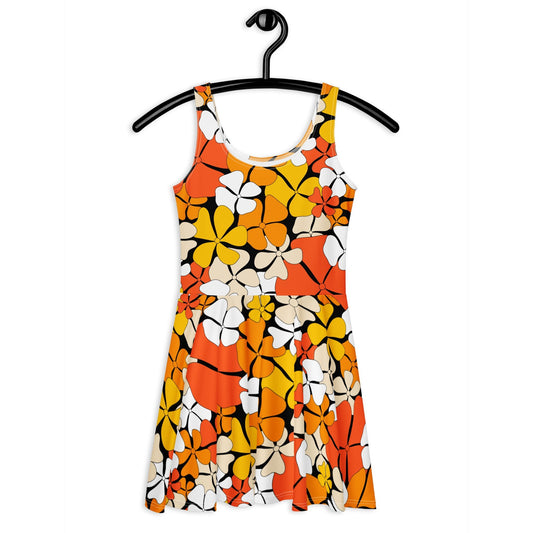Skater dress - ADELIE orange - Wild floral print 3XL