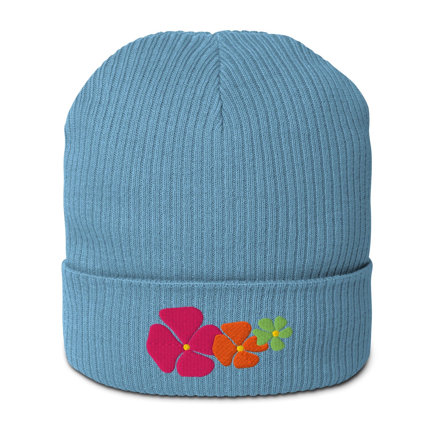 Beanie - ADELIE pink - Wild floral print Light Avio Blue