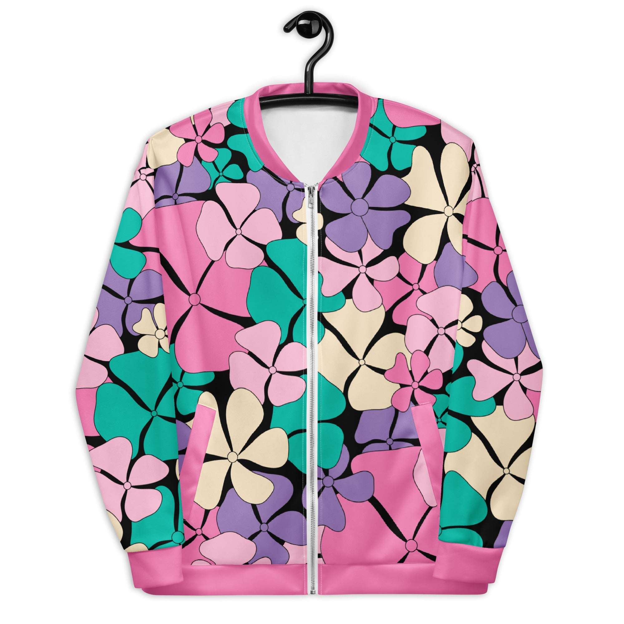 Bomber jacket - ADELIE pink mint - Wild floral print 3XL