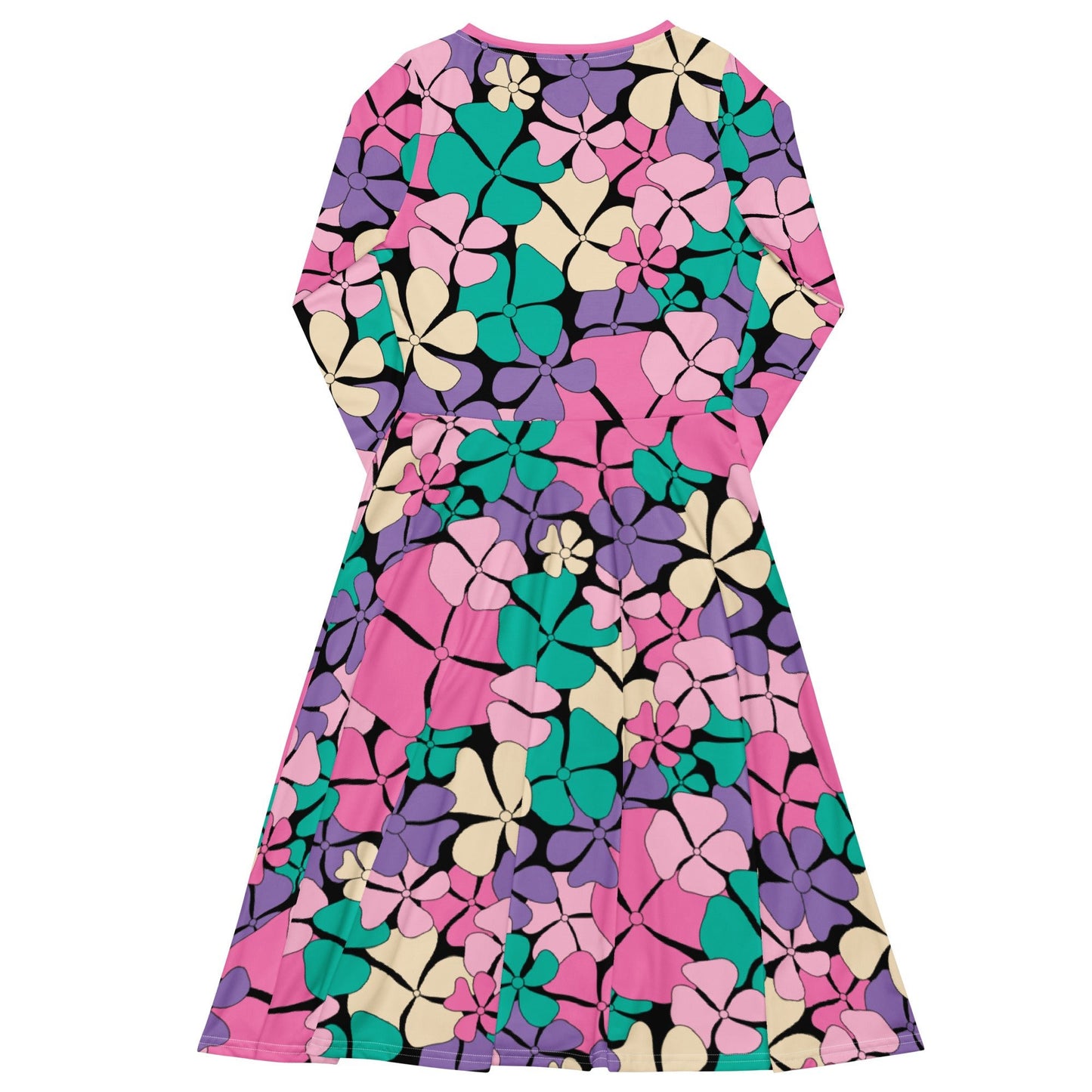 Midi dress - ADELIE pink mint - Wild floral print